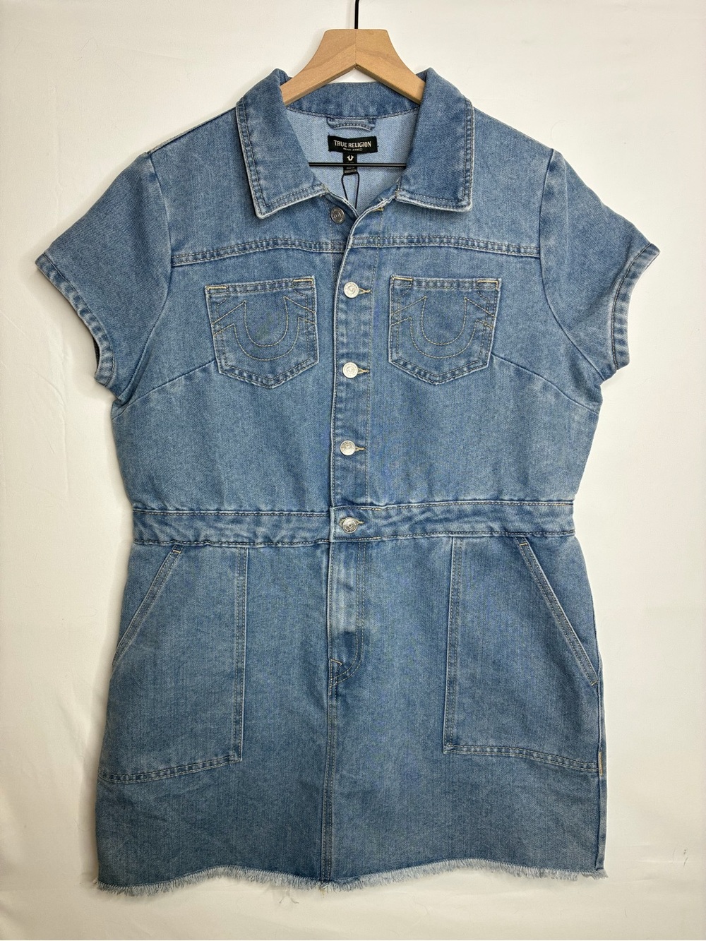 NWT True Religion Denim Mini Dress XL Top Button Up